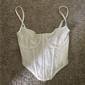 Elegant White Lace Corset Crop Top